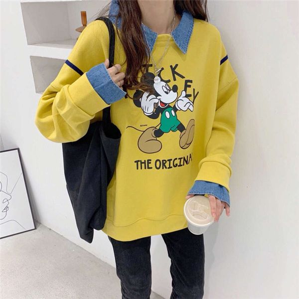 6982hs autumn korean letter cartoon printed women's cotton lapel pullover casual loose sweater, Black
6982hs autumn korean letter cartoon printed women's cotton lapel pullover casual loose sweater, Black