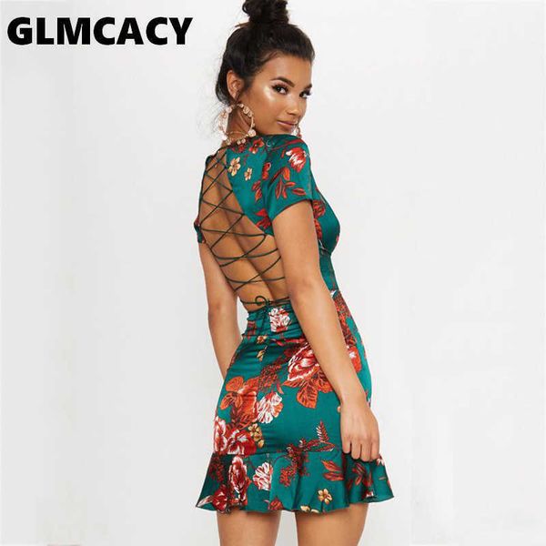 women green criss cross back frill hem shift dress streetwear sheath flora print short sleeve above knee mini summer party dress 210702, Black;gray
women green criss cross back frill hem shift dress streetwear sheath flora print short sleeve above knee mini summer party dress 210702, Black;gray