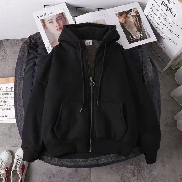 women's hoodies & sweatshirts autumn winter jacket solid color imitation lamb wool korean loose fleece lined thick zipper sweatshirt, Black
women's hoodies & sweatshirts autumn winter jacket solid color imitation lamb wool korean loose fleece lined thick zipper sweatshirt, Black