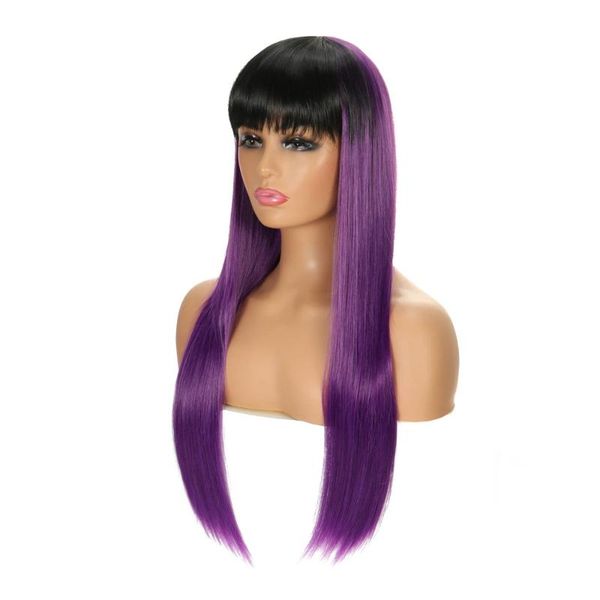 synthetic wigs ombre wig long straight purple hair 2 tones dark roots to middle part natural heat resistant fiber, Black
synthetic wigs ombre wig long straight purple hair 2 tones dark roots to middle part natural heat resistant fiber, Black
