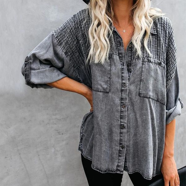 autumn winter woman shirt long sleeve casual denim blouse women's blouses & shirts, White
autumn winter woman shirt long sleeve casual denim blouse women's blouses & shirts, White