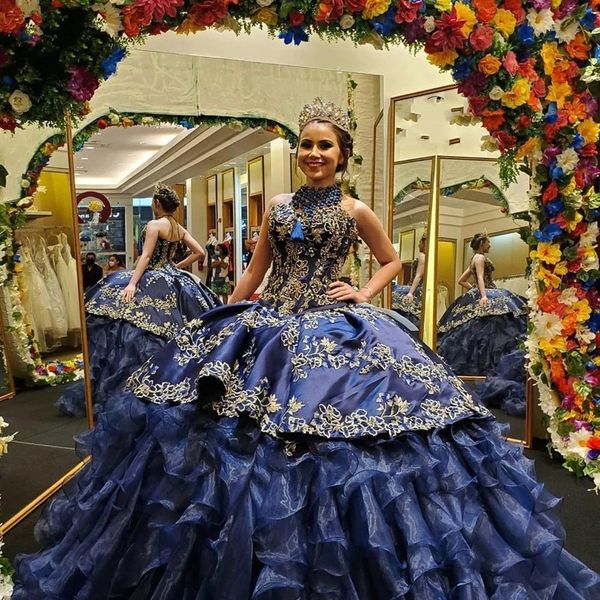 dark blue gold embroidery ruffles puffy quinceanera prom dresses ball gown organza satin 2022 pleated high neck long evening party dress ves, Blue;red
dark blue gold embroidery ruffles puffy quinceanera prom dresses ball gown organza satin 2022 pleated high neck long evening party dress ves, Blue;red