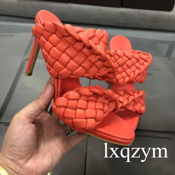 slippers candy color knitting leather sandals woman runway designer high heel open toe handmade braid stilettos, Black
slippers candy color knitting leather sandals woman runway designer high heel open toe handmade braid stilettos, Black