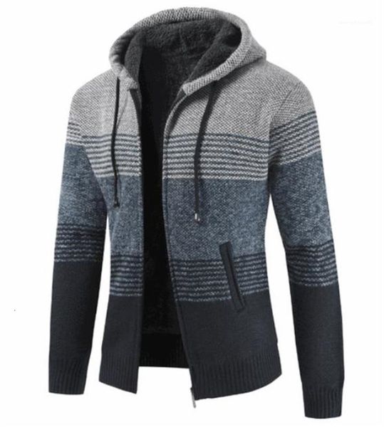 contrast color coats male clothing thick cardigan mens designer sweater winter striped print long sleeve hooded, White;black
contrast color coats male clothing thick cardigan mens designer sweater winter striped print long sleeve hooded, White;black