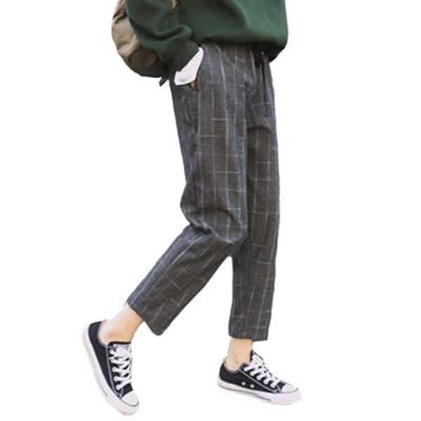 women's pants & capris elegant style plaid for women spring casual loose elastic waist slim trousers harajuku female ankle-length harem, Black;white
women's pants & capris elegant style plaid for women spring casual loose elastic waist slim trousers harajuku female ankle-length harem, Black;white
