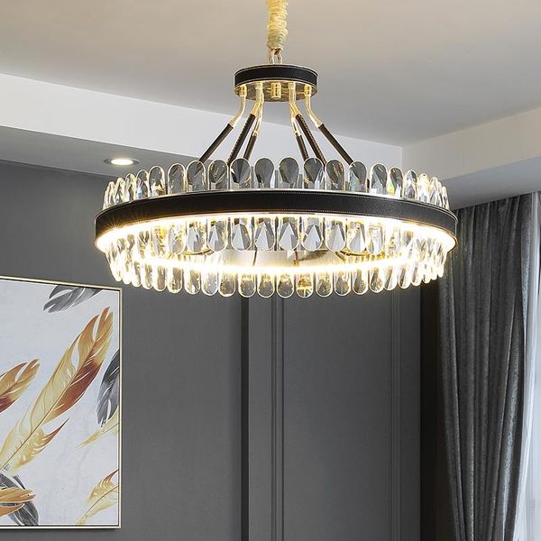 crystal postmodern luxury chandelier lighting for dining living room bedroom villa hanging lamp round leather led chandeliers
crystal postmodern luxury chandelier lighting for dining living room bedroom villa hanging lamp round leather led chandeliers