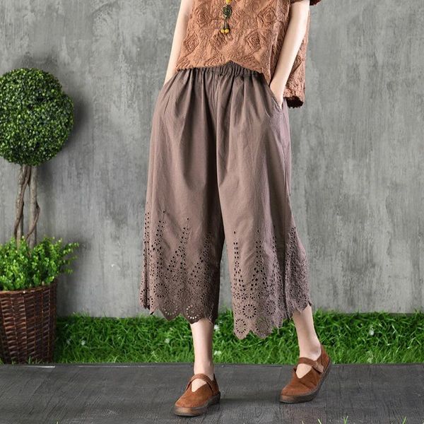 women's pants & capris summer dress japanese small fresh elastic waist hollow embroidery wide-leg cotton loose cropped 4964, Black;white
women's pants & capris summer dress japanese small fresh elastic waist hollow embroidery wide-leg cotton loose cropped 4964, Black;white