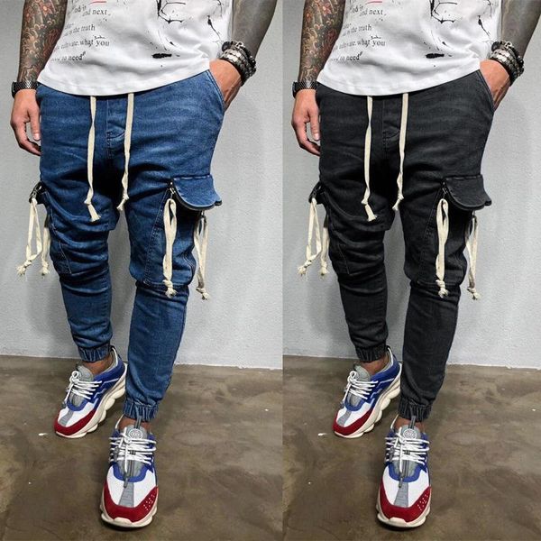 men's jeans 2021 spring and autumn fashion casual pure color belt pocket slim hip-hop men pants, Blue
men's jeans 2021 spring and autumn fashion casual pure color belt pocket slim hip-hop men pants, Blue
