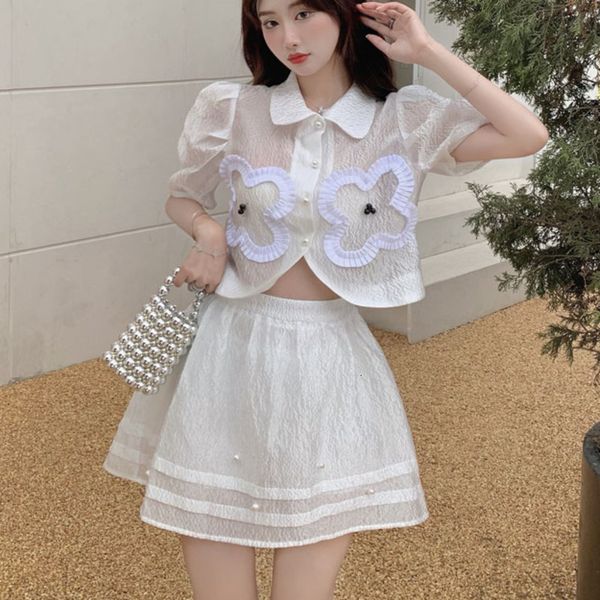 two piece dress korean sweet small fragrant set women sleeve shirt crop + high waist skirts sets fashion casual 2 suits 23mj, White
two piece dress korean sweet small fragrant set women sleeve shirt crop + high waist skirts sets fashion casual 2 suits 23mj, White