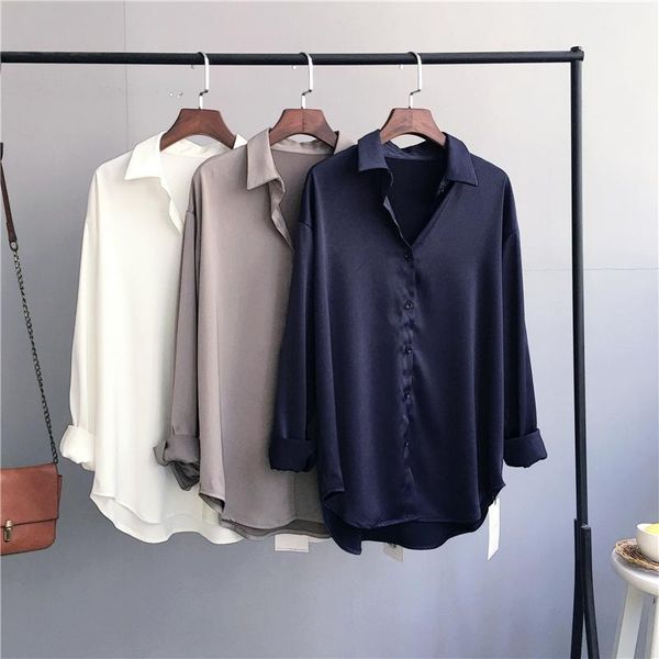 spring women korean fashion long sleeves satin blouse vintage femme v neck street shirts elegant silk women's blouses &, White
spring women korean fashion long sleeves satin blouse vintage femme v neck street shirts elegant silk women's blouses &, White