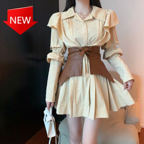 dress chic frilly dresses drop fashion belts feminine shirt with sleeve plus lady size, Black;gray
dress chic frilly dresses drop fashion belts feminine shirt with sleeve plus lady size, Black;gray