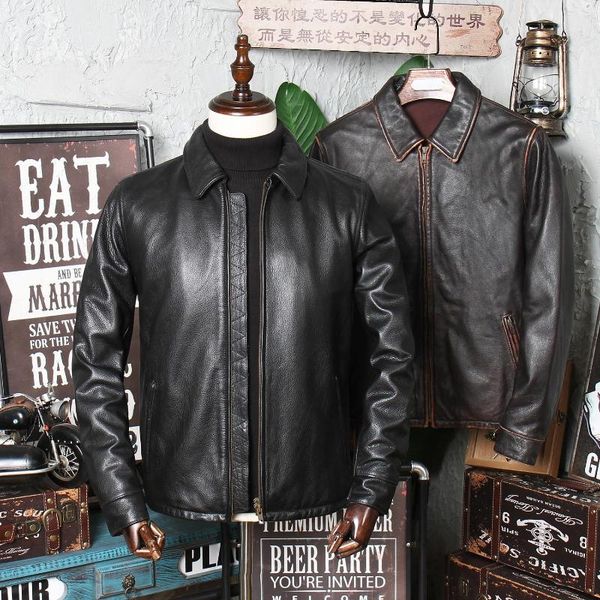 men's leather & faux net business casual lapel simple jacket coat autumn and winter first layer cowhide short motorcycle, Black
men's leather & faux net business casual lapel simple jacket coat autumn and winter first layer cowhide short motorcycle, Black