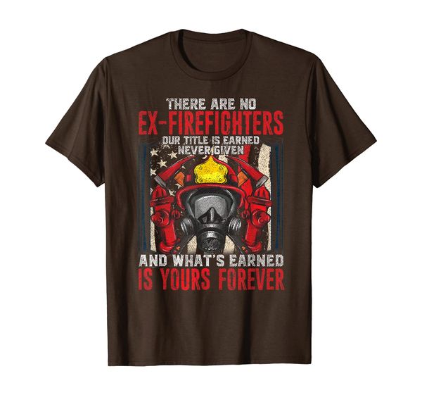 retired firefighter t-shirt there are no ex-firefighter gift, White;black