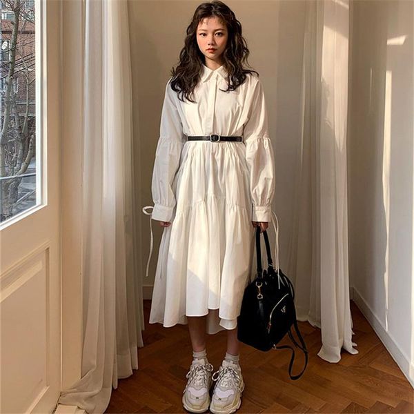 casual dresses spring long midi dress women vintage sleeve turn down collar ruched ruffles cotton white lace up shirt a987, Black;gray
casual dresses spring long midi dress women vintage sleeve turn down collar ruched ruffles cotton white lace up shirt a987, Black;gray