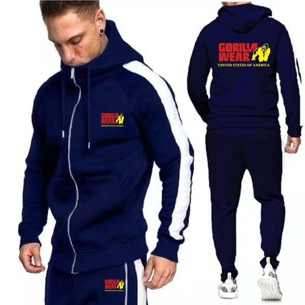 men's tracksuits 2 pieces set tracksuit gorilla wear men hooded sweatshirt+pants autumn zipper hoodie sportswear suit casual winter clo, Gray
men's tracksuits 2 pieces set tracksuit gorilla wear men hooded sweatshirt+pants autumn zipper hoodie sportswear suit casual winter clo, Gray