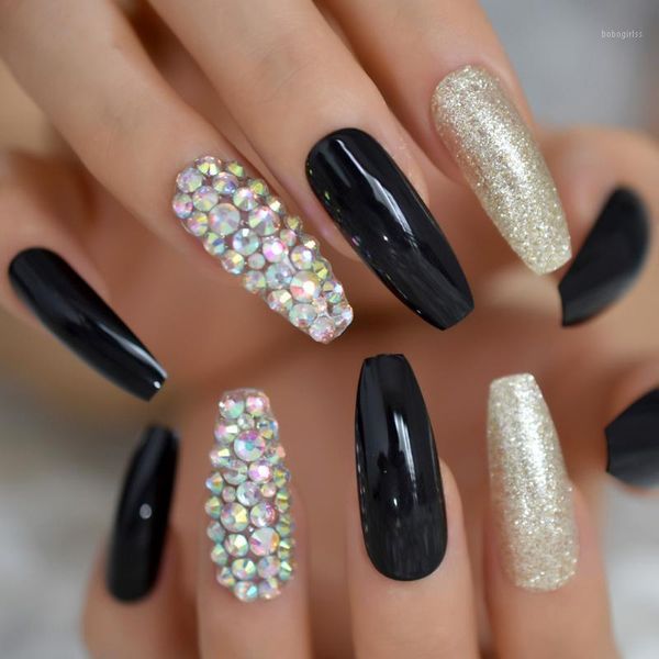 glossy black ballet press on false nails extra long shiny glitter gems ballerina coffin fake fingersnails extention tool 28pcs1, Red;gold 
glossy black ballet press on false nails extra long shiny glitter gems ballerina coffin fake fingersnails extention tool 28pcs1, Red;gold