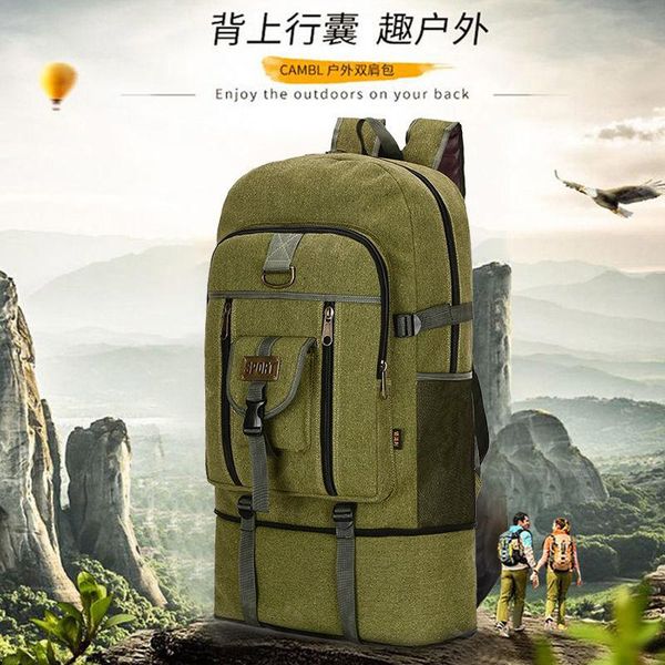 backpack 100l double shouldered men's and women's large capacity canvas outdoor sports mountaineering portable travel bag
backpack 100l double shouldered men's and women's large capacity canvas outdoor sports mountaineering portable travel bag