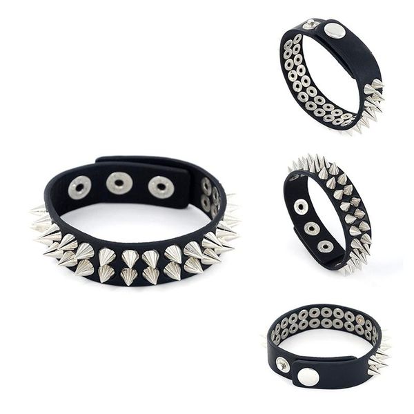 charm bracelets punk gothic delicate spikes rivet cone stud black leather & bangles for women men jewelry, Golden;silver
charm bracelets punk gothic delicate spikes rivet cone stud black leather & bangles for women men jewelry, Golden;silver