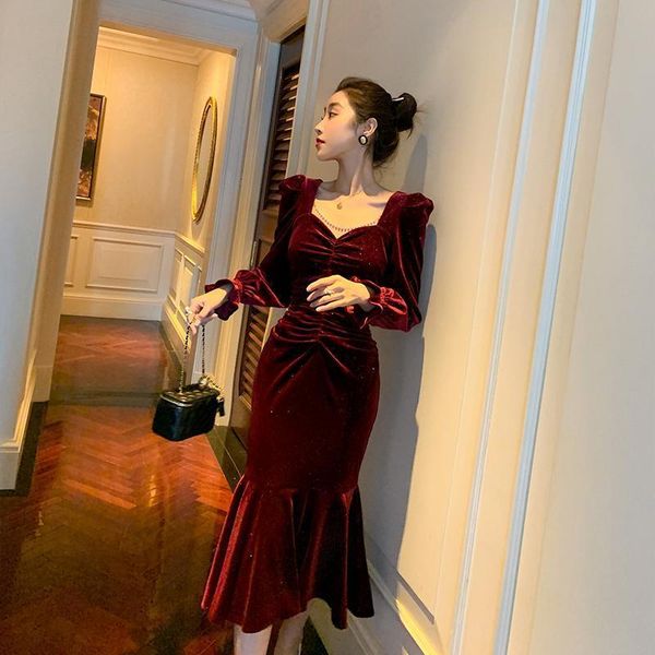 casual dresses women 2021 spring autumn elegant velvet dress festa vintage party robe femme mermaid lady slim midi vestidos z285, Black;gray
casual dresses women 2021 spring autumn elegant velvet dress festa vintage party robe femme mermaid lady slim midi vestidos z285, Black;gray