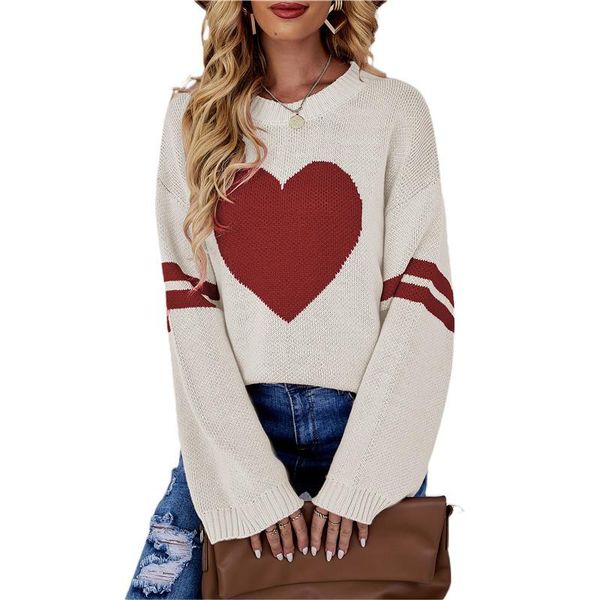 women's sweaters autumn winter women casual heart pattern sweater long sleeve round neck knitting pullover loose street soft warm jump, White;black
women's sweaters autumn winter women casual heart pattern sweater long sleeve round neck knitting pullover loose street soft warm jump, White;black