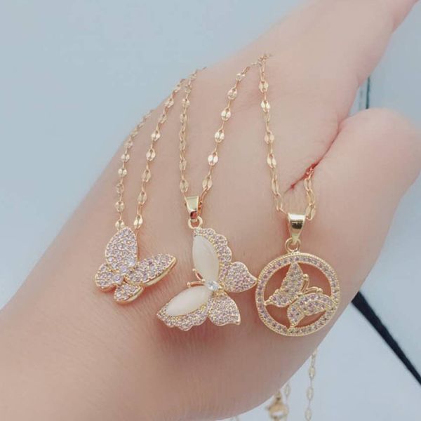 opal butterfly pendant necklace diamond choker gold titanium steel clavicle chain cute fashion women jewelry gift, Silver
opal butterfly pendant necklace diamond choker gold titanium steel clavicle chain cute fashion women jewelry gift, Silver