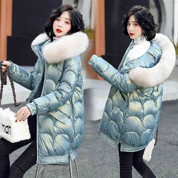 down cotton jacket 2021 new wash bright color medium long korean loose large wool collar women's, Black
down cotton jacket 2021 new wash bright color medium long korean loose large wool collar women's, Black