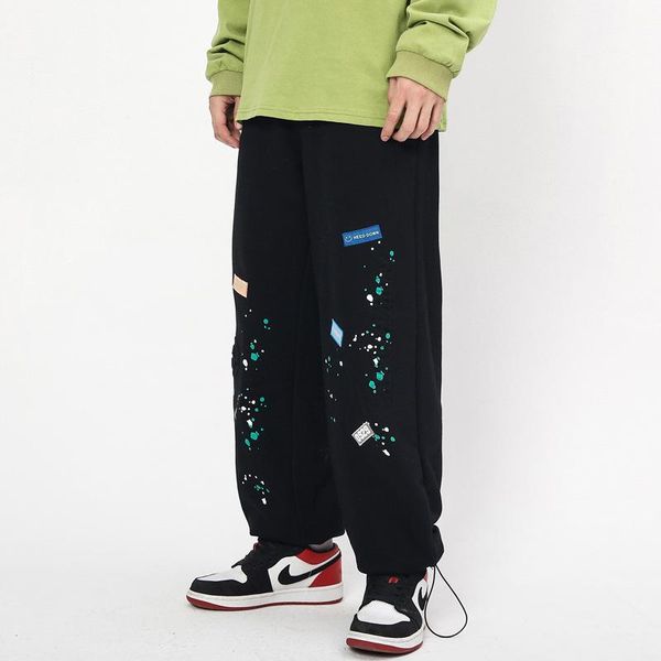 men's pants eukaaru hip hop patch printed fashion drawstring legged wide leg casual streetwear oversized, Black
men's pants eukaaru hip hop patch printed fashion drawstring legged wide leg casual streetwear oversized, Black