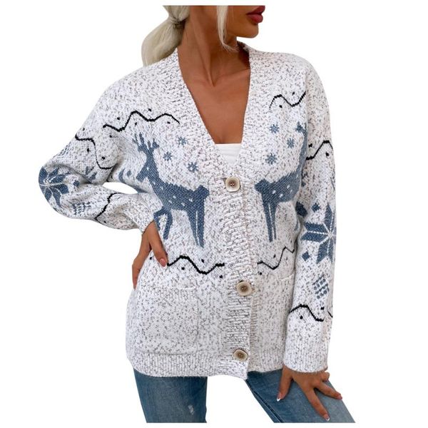 women's knits & tees autumn cardigan christmas knitted elk print open front sweater coat cortavientos mujer puffer, White
women's knits & tees autumn cardigan christmas knitted elk print open front sweater coat cortavientos mujer puffer, White