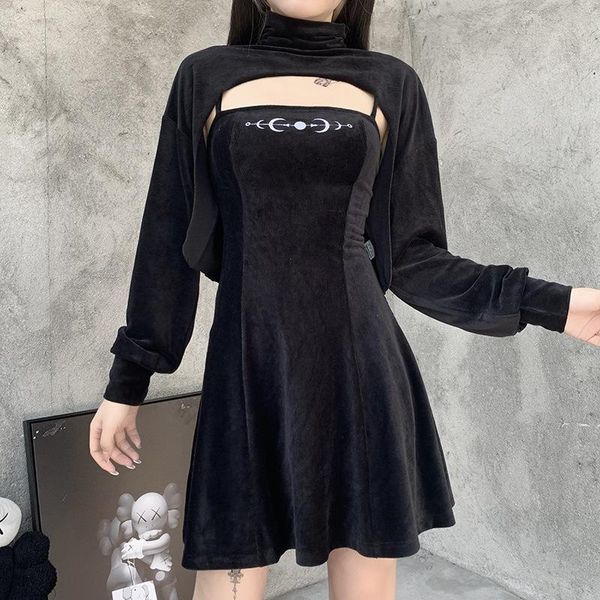 summer renaissance gothic dark girly dress bare chest puff sleeve personalized punk harajuku girl suspender women casual dresses, Black;gray
summer renaissance gothic dark girly dress bare chest puff sleeve personalized punk harajuku girl suspender women casual dresses, Black;gray