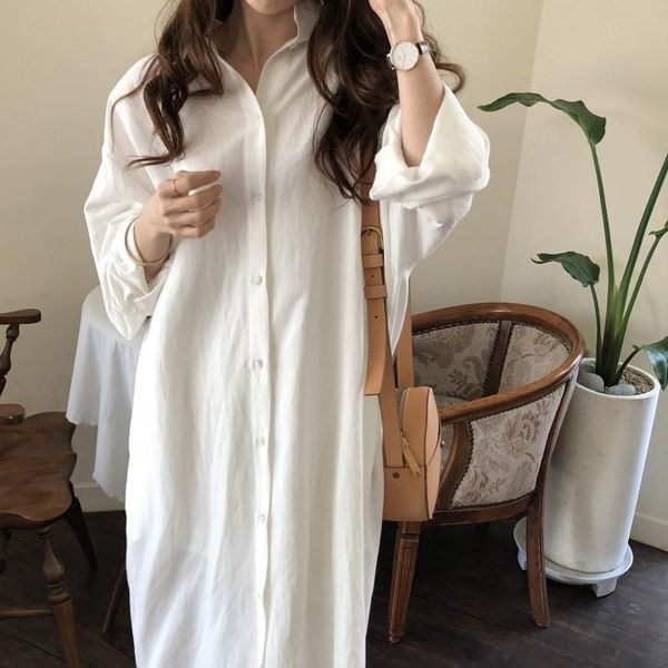 casual dresses women's summer loose long shirt dress korean style white sleeve side split vestidos ladies plus size, Black;gray
casual dresses women's summer loose long shirt dress korean style white sleeve side split vestidos ladies plus size, Black;gray