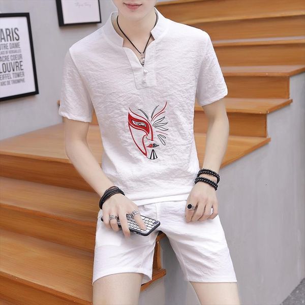 short sleeved summer cotton mens tracksuits linen embroidery shorts suit sets male chinese style men two piece set asia size, Gray
short sleeved summer cotton mens tracksuits linen embroidery shorts suit sets male chinese style men two piece set asia size, Gray