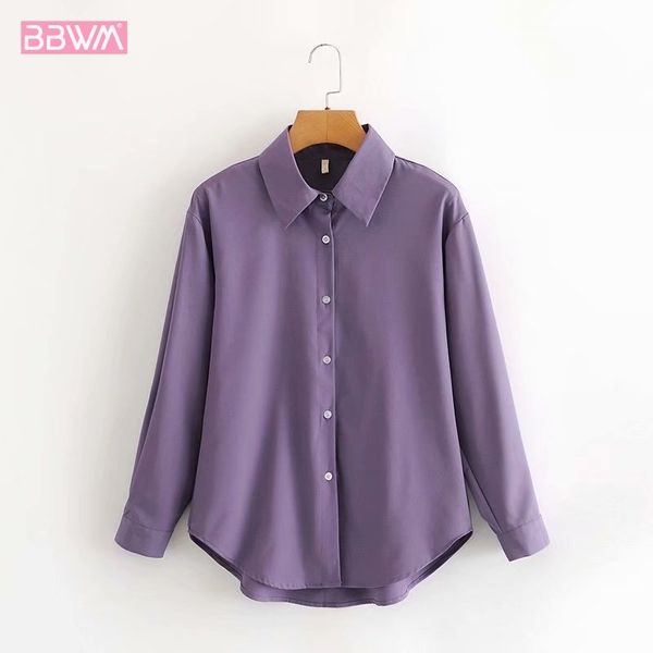 lapel purple single-breasted long-sleeved korean chic female shirt harajuku simple fashion women's 210507, White
lapel purple single-breasted long-sleeved korean chic female shirt harajuku simple fashion women's 210507, White