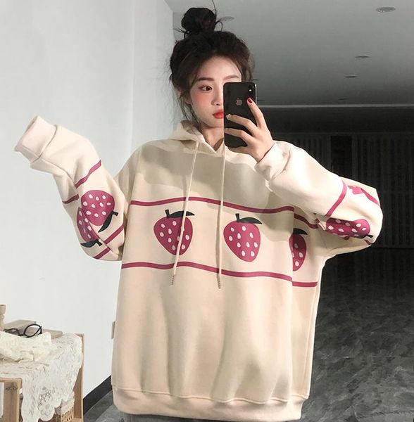 women's hoodies & sweatshirts hoodie strawberry sweatshirt kawaii drawstring hooded loose long sleeve thick autumn winter streetwear ca, Black
women's hoodies & sweatshirts hoodie strawberry sweatshirt kawaii drawstring hooded loose long sleeve thick autumn winter streetwear ca, Black