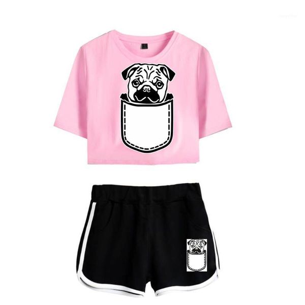 women's tracksuits funny pug exposed navel pink t-shirt+black shorts two-piece sets casual girl's cute printing animal dog suits, Gray
women's tracksuits funny pug exposed navel pink t-shirt+black shorts two-piece sets casual girl's cute printing animal dog suits, Gray