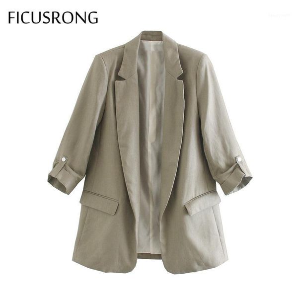 autumn lady loose blazer women linen solid pockets three quarter casual daily suit coat women's suits & blazers, White;black
autumn lady loose blazer women linen solid pockets three quarter casual daily suit coat women's suits & blazers, White;black