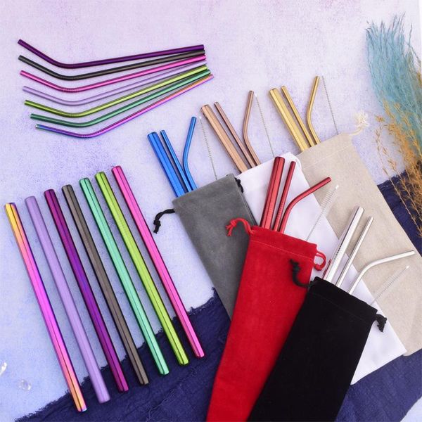 drinking straws colorful 304 stainless steel reusable straight bent metal straw with cleaner brush set party bar accessory
drinking straws colorful 304 stainless steel reusable straight bent metal straw with cleaner brush set party bar accessory