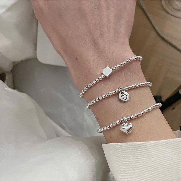 link, chain fmily minimalist 925 sterling silver sweet love heart bracelet retro fashion geometric square jewelry for girlfriend gift, Black 
link, chain fmily minimalist 925 sterling silver sweet love heart bracelet retro fashion geometric square jewelry for girlfriend gift, Black
