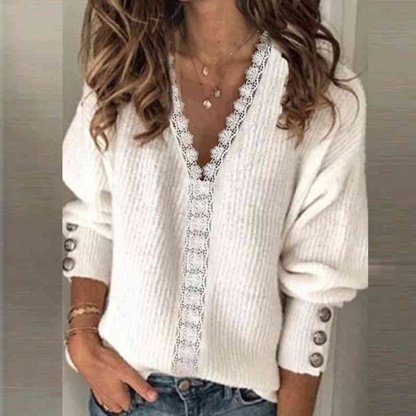 sweaters autumn winter elegant lace v-neck sweater women fashion casual patchwork button long sleeve pullover lady streetwears bbza 8l02, White;black
sweaters autumn winter elegant lace v-neck sweater women fashion casual patchwork button long sleeve pullover lady streetwears bbza 8l02, White;black