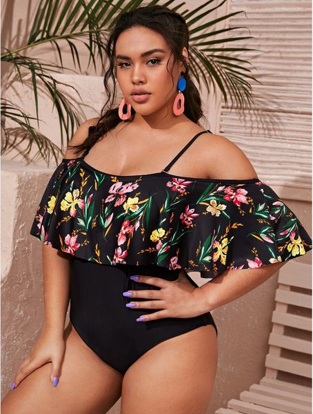 2020 large new swimsuit ruffle off shoulder one piece women's bikini swimsuit, White;black
2020 large new swimsuit ruffle off shoulder one piece women's bikini swimsuit, White;black