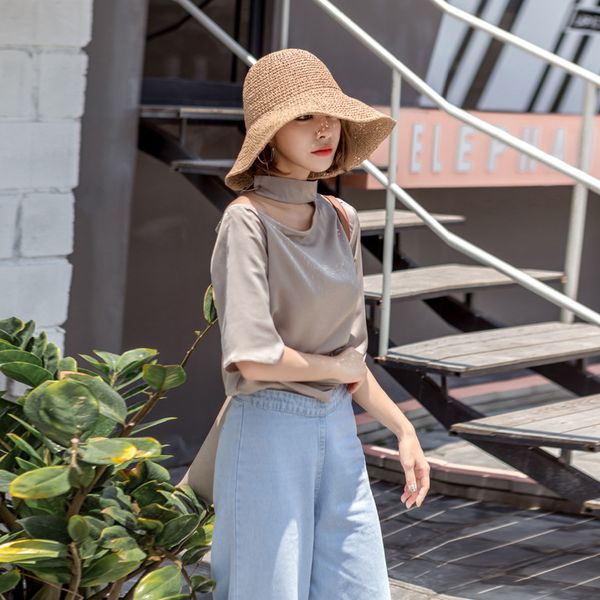 women's headgear summer hat big rim emmer cap breathing straw hat female foldable dome panama hat protection zone cap fedora, Blue;gray
women's headgear summer hat big rim emmer cap breathing straw hat female foldable dome panama hat protection zone cap fedora, Blue;gray