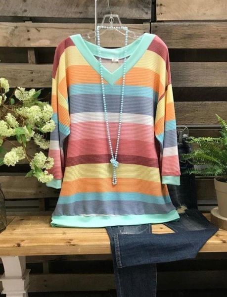women's t-shirt 2021 v neck long sleeved tunic rainbow women clothing loose casaul pullovers tee shirt femme, White
women's t-shirt 2021 v neck long sleeved tunic rainbow women clothing loose casaul pullovers tee shirt femme, White