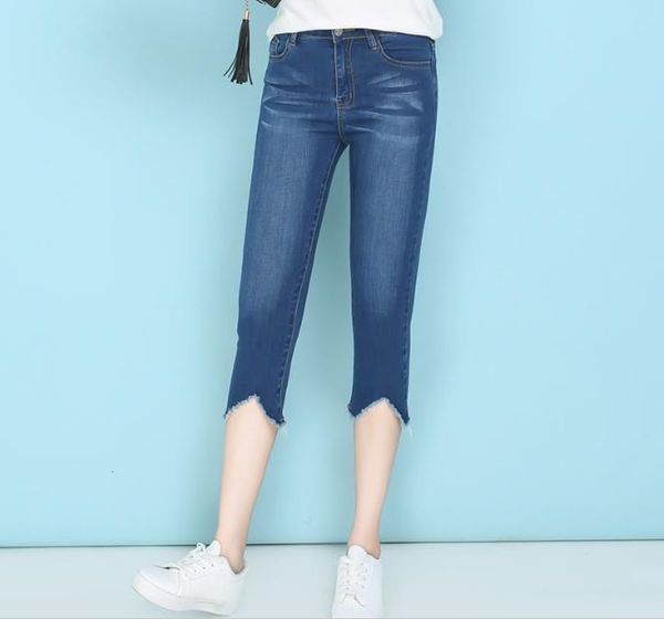 women's jeans female 2021 strong seven-point denim summer large size high waist elastic edge shorts, Blue
women's jeans female 2021 strong seven-point denim summer large size high waist elastic edge shorts, Blue