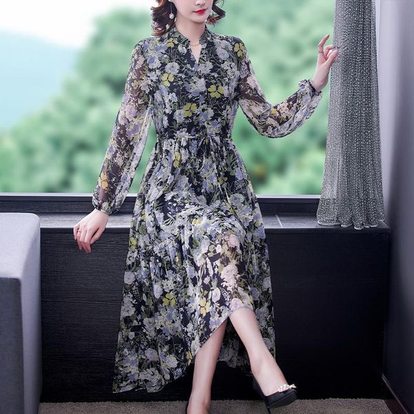 casual dresses chiffon loose plus size women's long dress fashion sleeve flower print v-neck autumn houthion, Black;gray
casual dresses chiffon loose plus size women's long dress fashion sleeve flower print v-neck autumn houthion, Black;gray