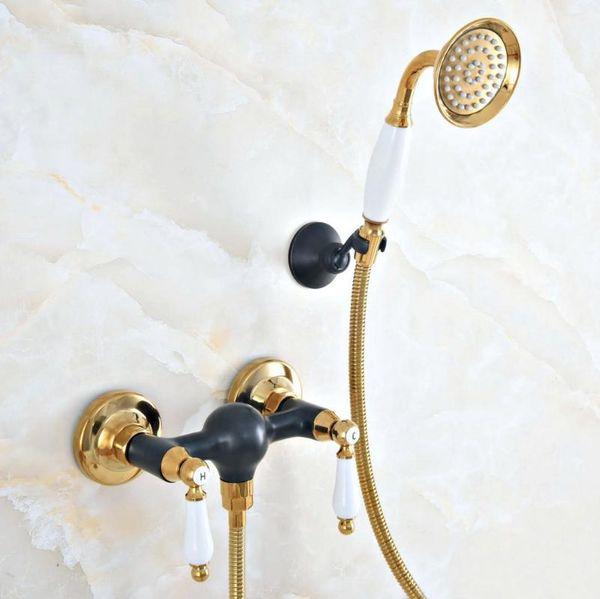 black oil & gold brass bath shower faucets set wall mounted hand held shower head kit faucet sets double handles kna509
black oil & gold brass bath shower faucets set wall mounted hand held shower head kit faucet sets double handles kna509