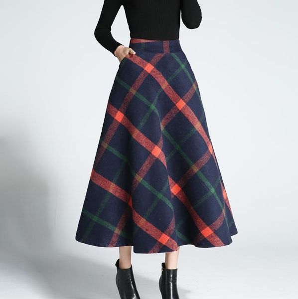 skirts 2021 autumn winter wool maxi elastic waist plaid women skirt big swing vintage and retro classical thick warm saias longa, Black
skirts 2021 autumn winter wool maxi elastic waist plaid women skirt big swing vintage and retro classical thick warm saias longa, Black