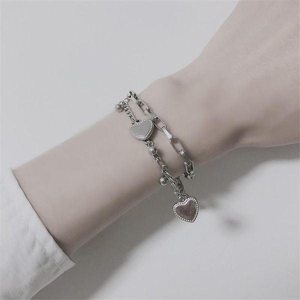 link, chain trendy love heart silver color bracelet multi-layer women's female jewelry accessories gift, Black
link, chain trendy love heart silver color bracelet multi-layer women's female jewelry accessories gift, Black
