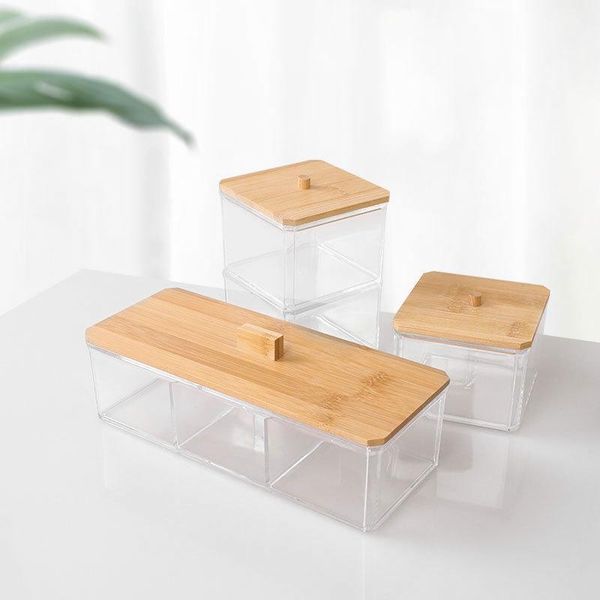 storage bottles & jars multifunction transparent organizer cosmetices cotton swab kitchen seasoning box with bamboo cover
storage bottles & jars multifunction transparent organizer cosmetices cotton swab kitchen seasoning box with bamboo cover
