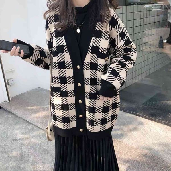 women's sweaters maisie women cardigans knitted v-neck long sleeves spring autumn winter plaid high street elegant loose kvwx, White;black
women's sweaters maisie women cardigans knitted v-neck long sleeves spring autumn winter plaid high street elegant loose kvwx, White;black
