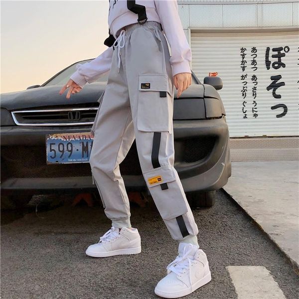fashion elastic waist cargo womens capri casual loose ankle length streetwear trousers plus size female jogger, Black;white
fashion elastic waist cargo womens capri casual loose ankle length streetwear trousers plus size female jogger, Black;white