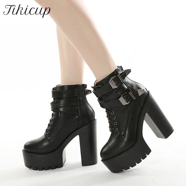 boots tikicup women chunky ankle platform alternative wild extremely high heel lace up short booties black gothic shoes 35-42
boots tikicup women chunky ankle platform alternative wild extremely high heel lace up short booties black gothic shoes 35-42